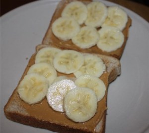 Today's second breakfast is the classic pb, banana on whole wheat toast!